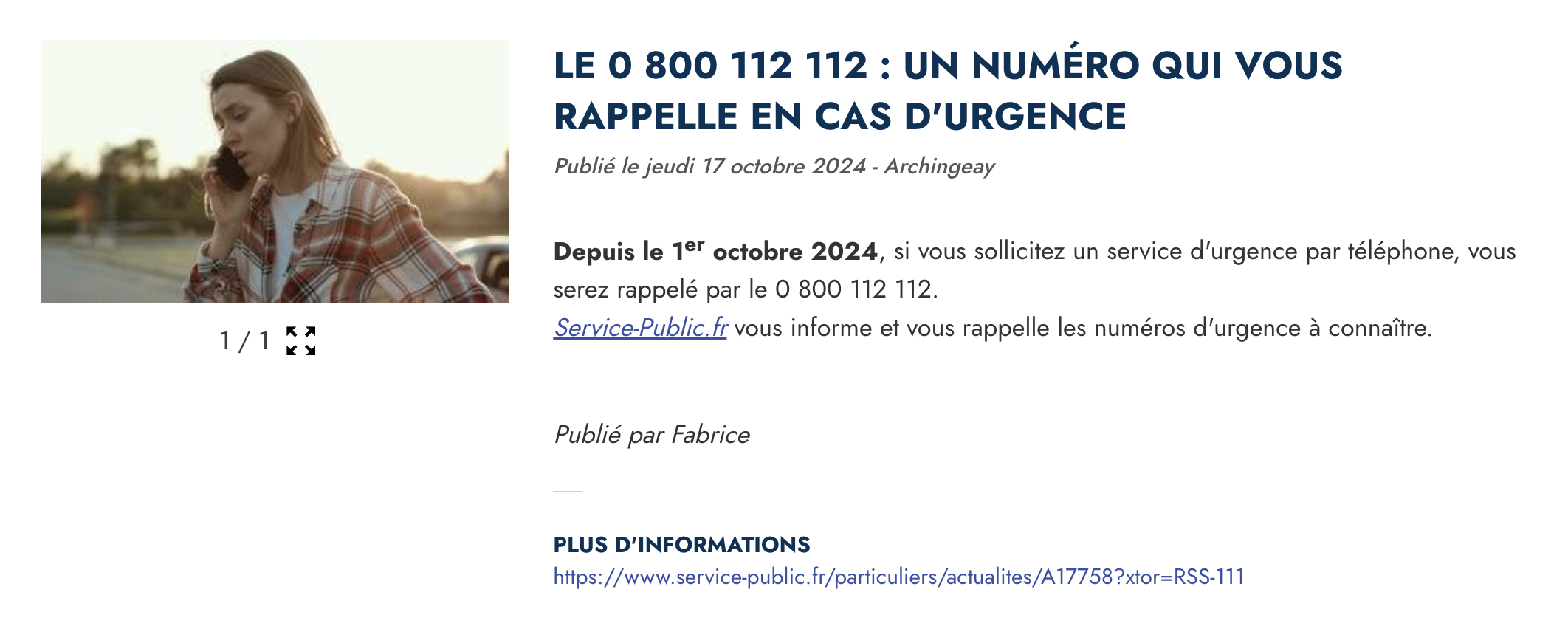 LE 0 800 112 112 - UN NUMÉRO QUI VOUS RAPPELLE EN CAS D'URGENCE