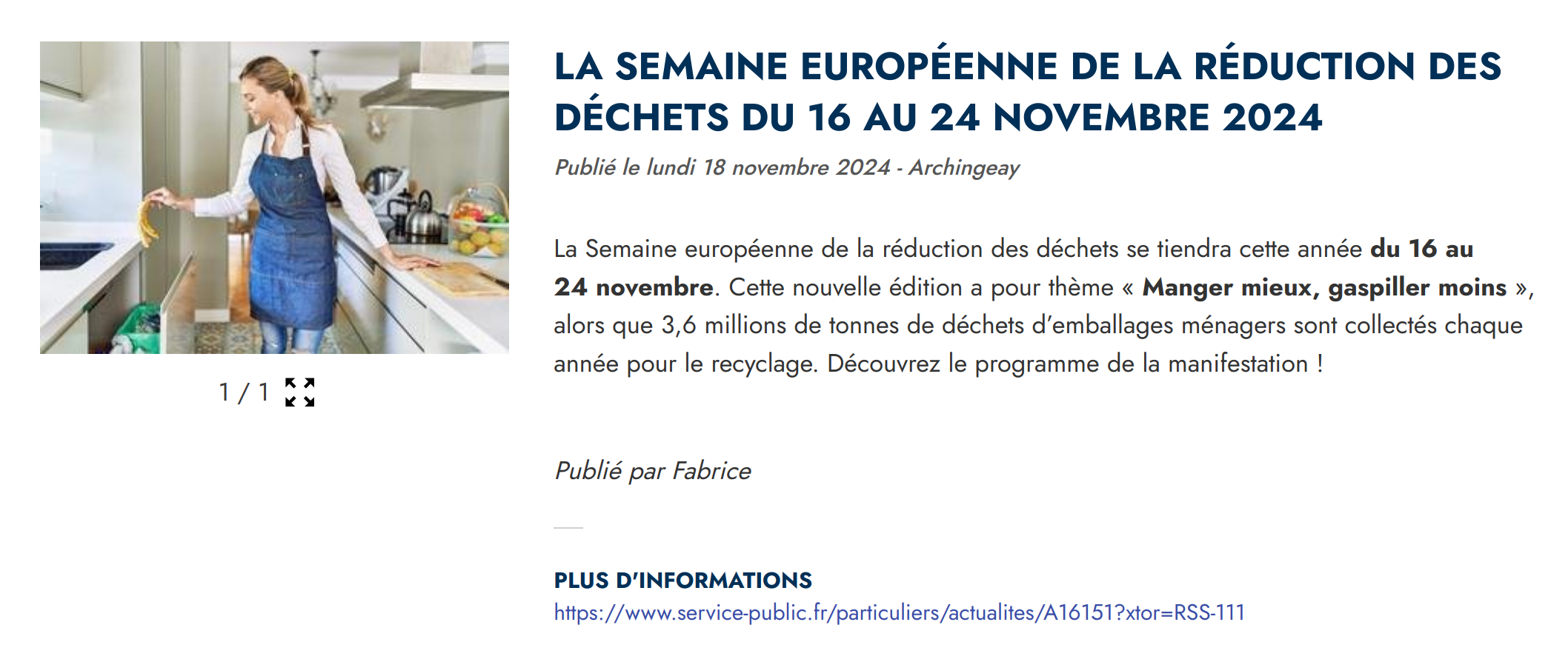 La semaine européenne de la réduction des déchets du 16 au 24 novembre 2024